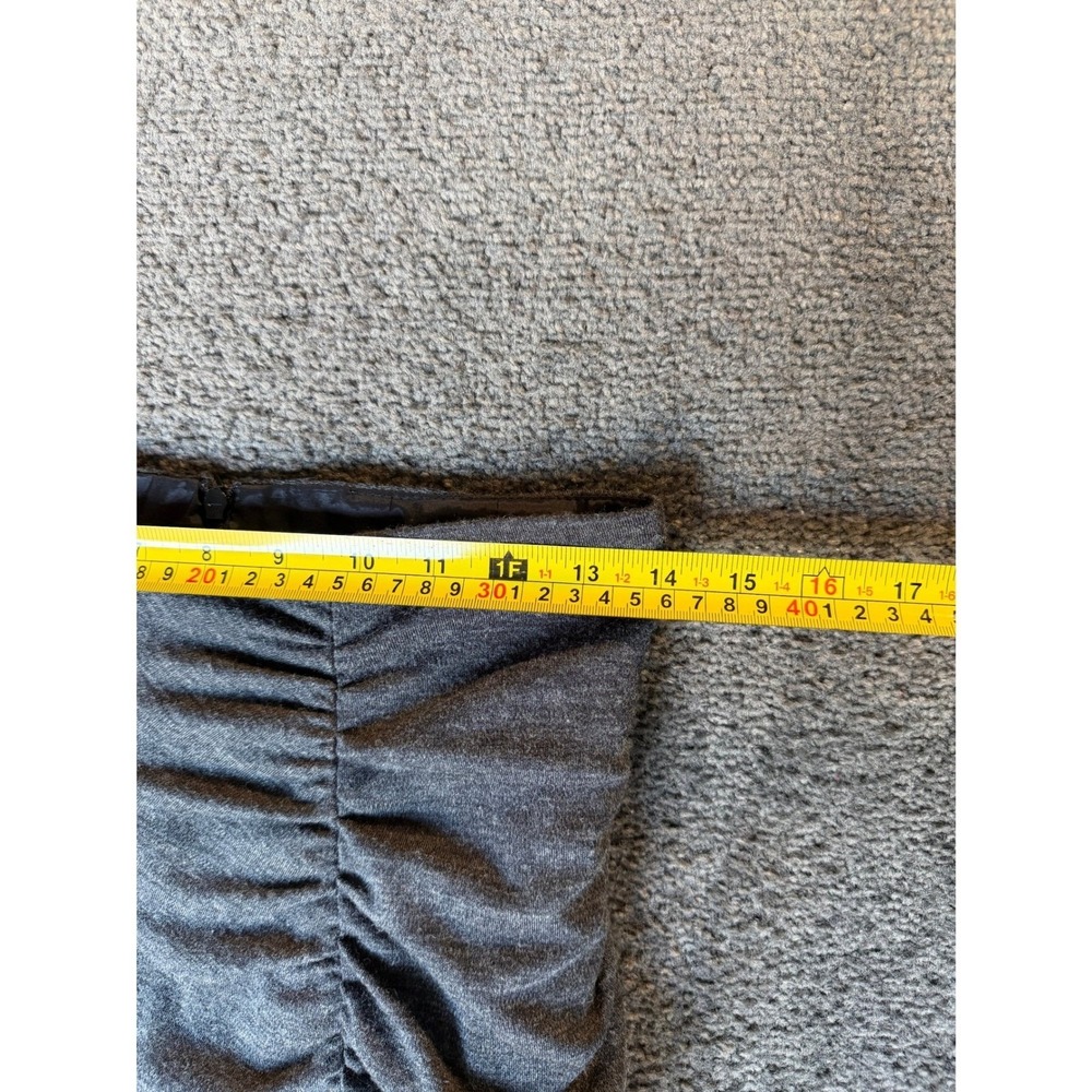 Nanette Lepore Gray Ruched Wool Blend Mini Skirt Pleated Ruffle Hem Size 6 USA - Picture 5 of 7